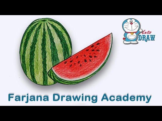 How to draw  watermelon Step by step (very easy)