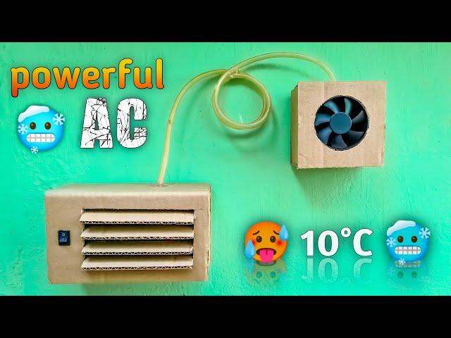 How to make powerful mini AC at home || double cooling power || diy cardboard ac