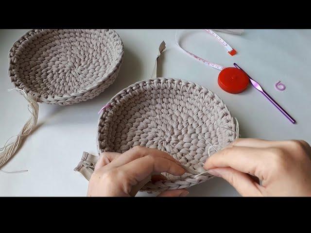 Round crochet bag| Part 2 Connecting parts| How to sew a zipper into a bag