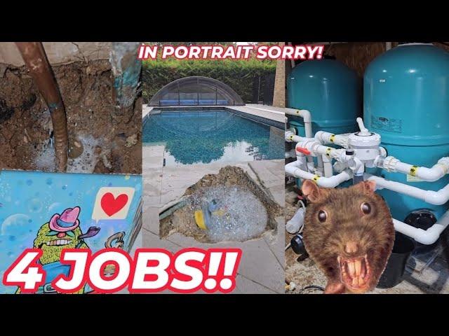 4 Jobs HUNTING hidden water LEAKS!! TWO pools, HOT & COLD water