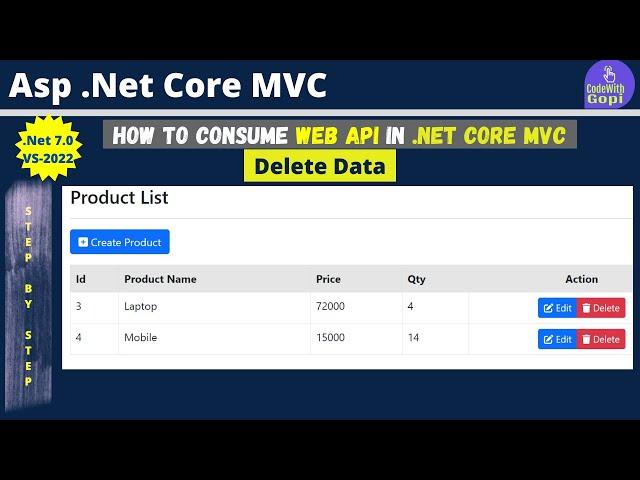 How To Consume WEB API in ASP.NET Core MVC | Consuming Web API | ASP.NET Web API | Delete Data