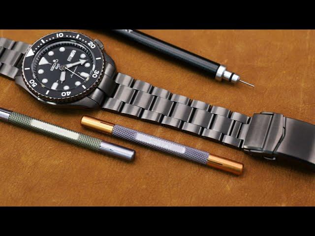 Super-O Boyer PVD Graphite Color Watch Band for Seiko 5 Sports Black SRPD65K1