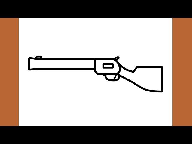 How to draw a RIFLE easy / drawing weapon step by step