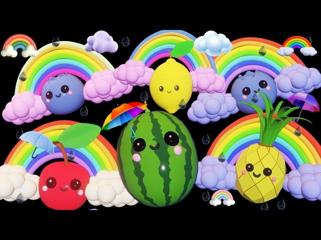 Rainbow Fruits Dance Party - Rainbow and Rain -  Fruits Dancing with Rainbow and Rain