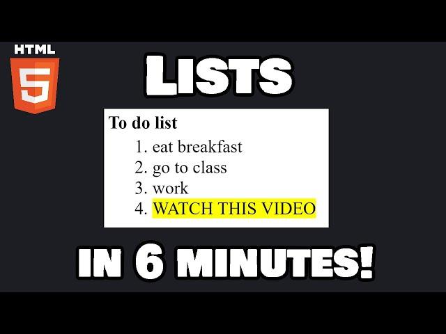 Learn HTML lists in 6 minutes! 