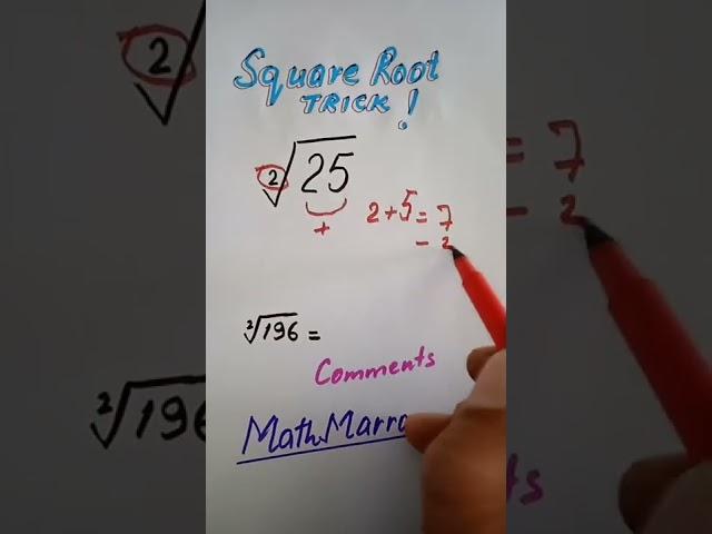 Square Root trick#MathMarrow#Math shorts#Easy square root trick