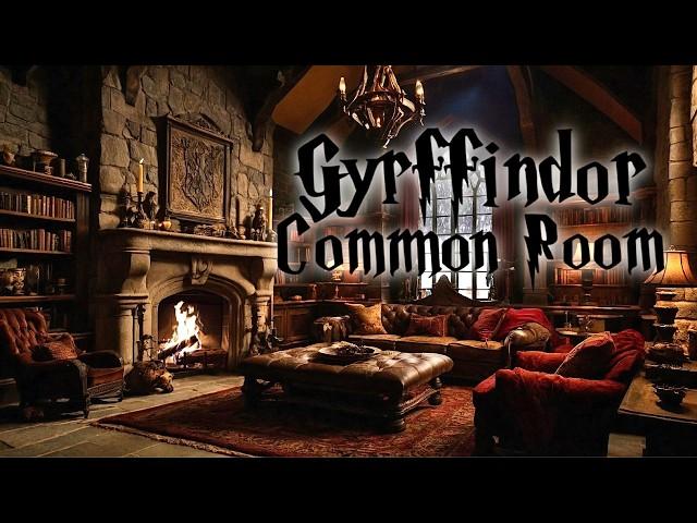 "Cozy Gryffindor Common Room | Harry Potter Ambience with Crackling Fireplace & Snowy Winter Sounds"