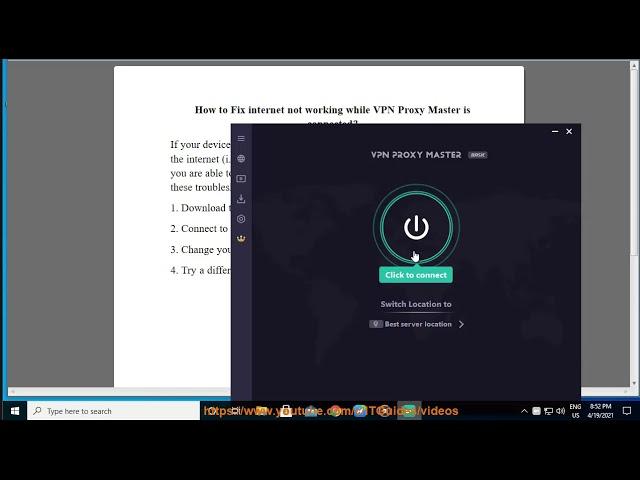Fix internet not working while VPN Proxy Master is connected