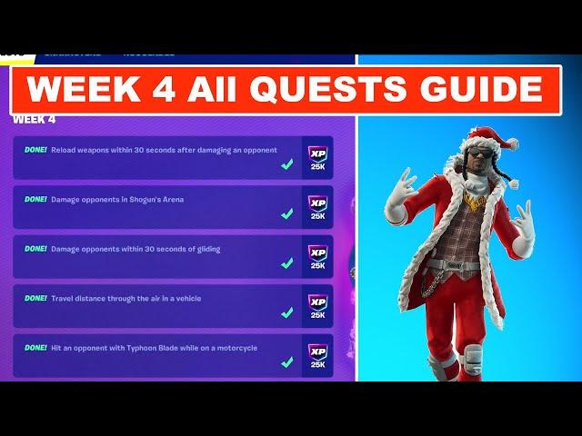 WEEK 4 ALL QUESTS GUIDE Fortnite