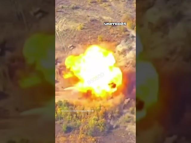 Russian 257 Pion self-propelled artillery system gets annihilated by cluster munitions #warinukraine