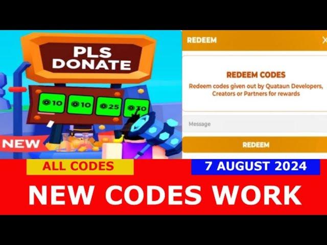 *NEW CODES* PLS DONATE ROBLOX | ALL CODES | AUGUST 7, 2024