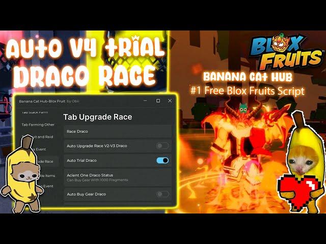  Blox Fruits Script/Hack | Auto Draco Race V4 Trial | Banana Cat Hub Script