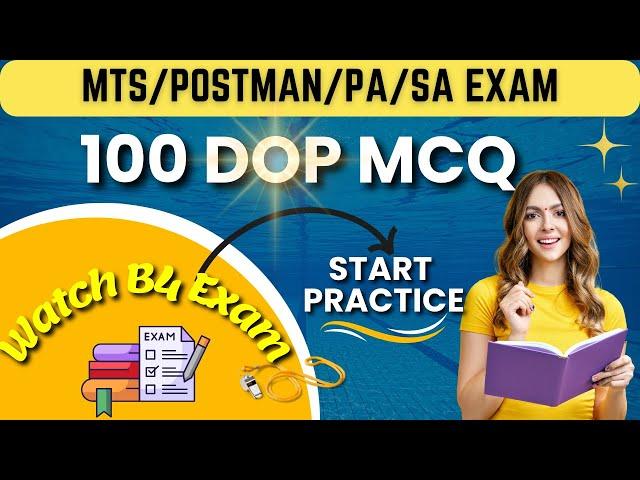 100 MCQ DOP QUESTIONS GDS to MTS Postman, PA/SA Exam 2024: Watch before Exam: Career Post