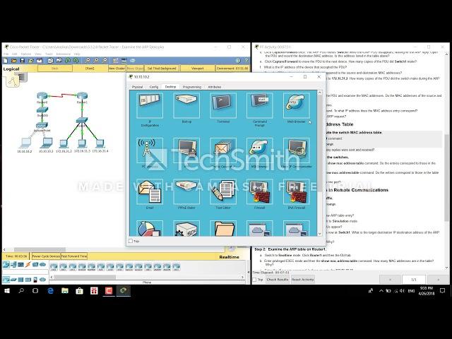 CCNA 5.3.2.8 Packet Tracer - Examine the ARP table