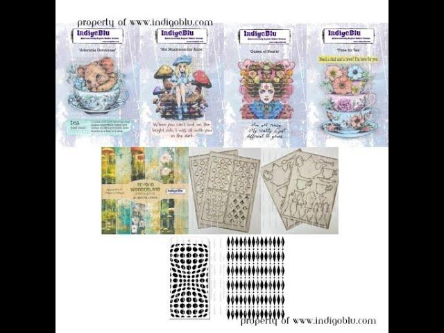 LAUNCH - NEW Alice in Wonderland - Stamps, Paper book, Stencils and Greyboard!