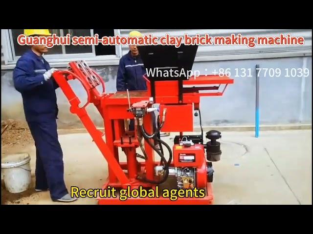 Clay brick making machine, powered by diesel engine,