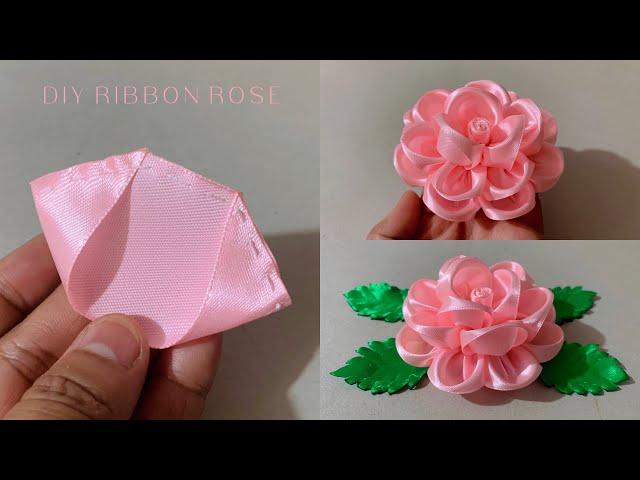 DIY Satin Ribbon Rose flowers | How to make ribbon rose | DIY: Ribbon Flowers