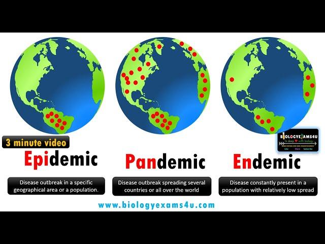 Difference between Epidemic, Pandemic and Endemic Diseases with examples @biologyexams4u