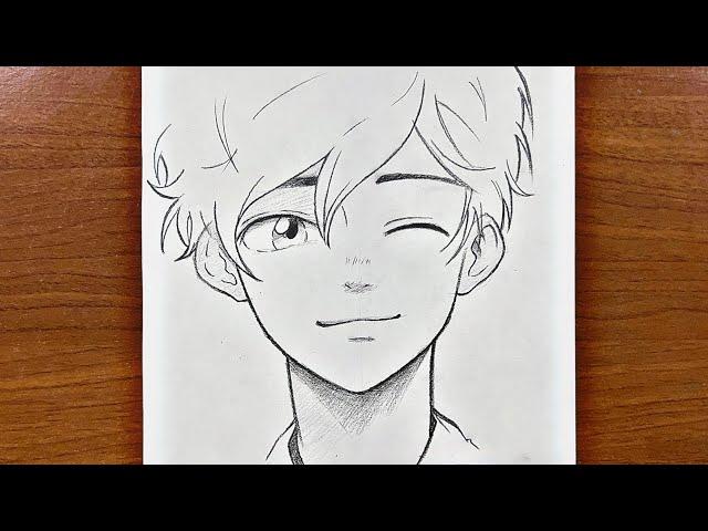 Easy anime sketch | how to draw cute anime boy