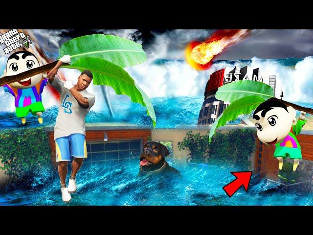 GTA 5 : Franklin Survived Tsunami & Find New Place With Shinchan And Pinchan In GTA 5! (GTA 5 Mods)