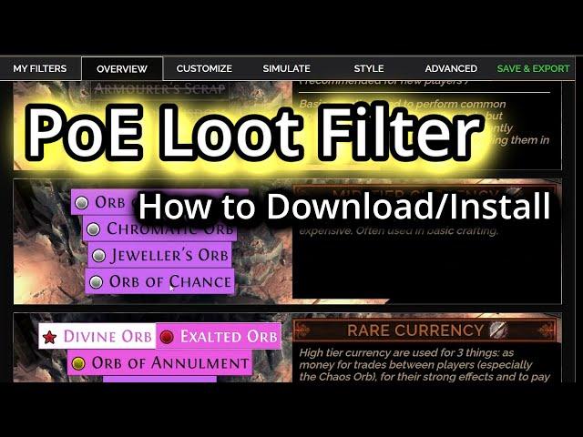 Loot Filter Guide for Path of Exile (FilterBlade website) How to download and install in 1 minute