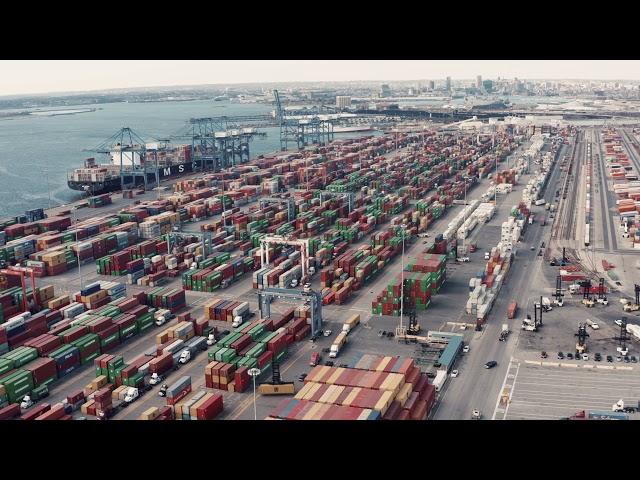 Drone Footage of Containers in a Dock