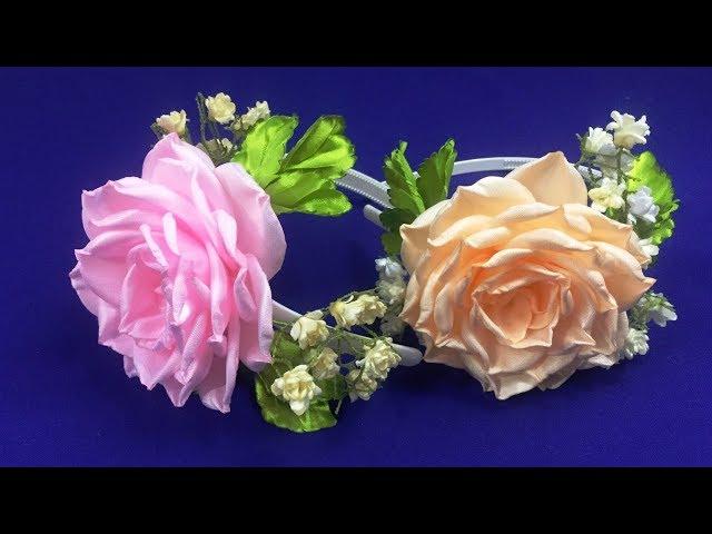 Ribbons rose and gipsophila/Rosa y gypsophila de cintas/Роза и гипсофила из лент