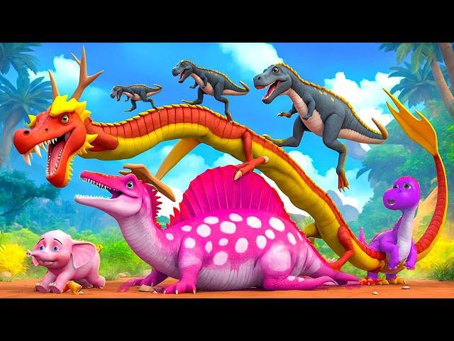 Giant Spinosaurus and Dragon Battle to Save the Dinosaurs! Dinosaur Adventures 3D Cartoons