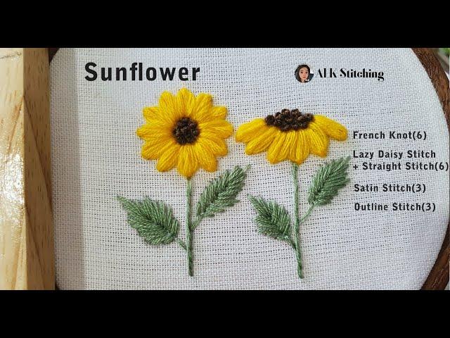 Sunflower by using Basic Embroidery Stitches