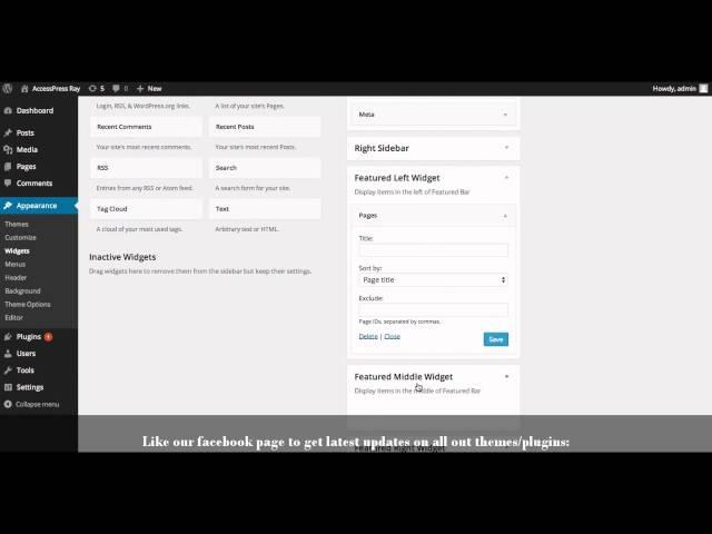 Best Free WordPress Theme AccessPress Ray - How to Add Featured Widget Bar | WordPress Tutorial