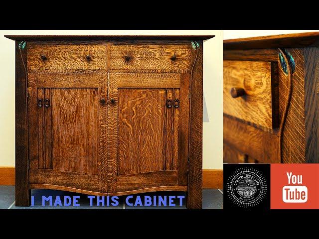 Woodworking// Oak Mackintosh inspired side cabinet with abalone inlay and dovetailed drawers!