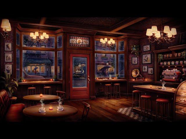 Night Owl Jazz Cafe Ambience with Relaxing Jazz Music & Rain Sounds