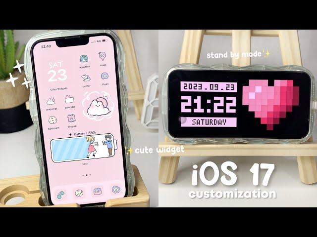 iOS17 Aesthetic home screen customization ~ widget and stand by mode tutorial