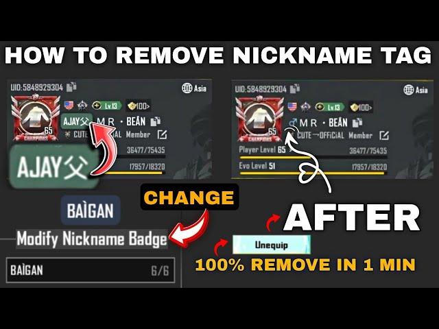 HOW TO CHANGE NICKNAME BADGE IN PUBG BGMI || HOW TO REMOVE NICKNAME BADGE IN PUBG