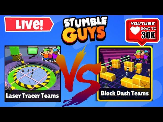 NA SERVER LIVE STUMBLE GUYS LASER TRACER TEAMS VS BLOCK DASH TEAM #stumbleguyslivestream #blockdash