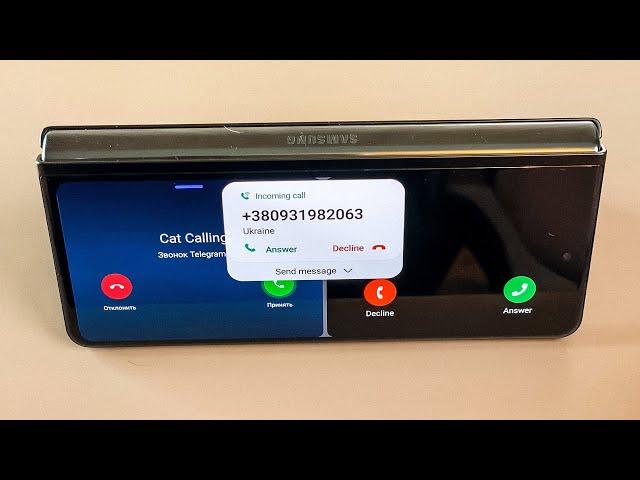 Samsung Z Fold 3 Horizontal Standing Half Folded Incoming Call & Telegram & Signal at the same time