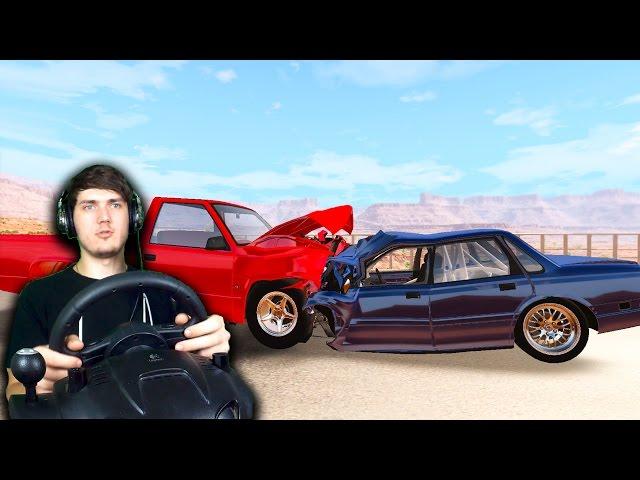 СМЕРТЕЛЬНАЯ ПОГОНЯ в BeamNG Drive + РУЛЬ Logitech Driving FORCE GT