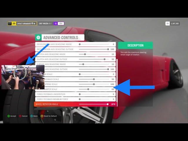 New wheel settings that work wheel for drifting / Horizon 4 / logitech g920 /