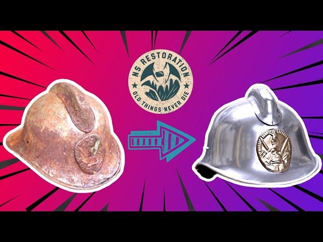 Rusty Dented USSR Firefighter's Helmet - Restoration