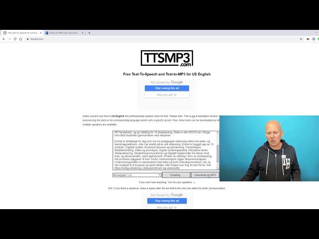 Tekst til MP3 lydfil med ttsmp3.com