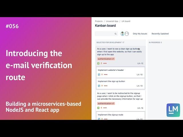 Introducing the e-mail verification route: Building a microservices-based NodeJS and React app #056