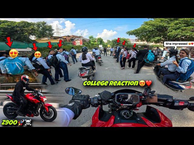 First Day in College With My Kawasaki z900  | Public Reaction on Loud Superbike