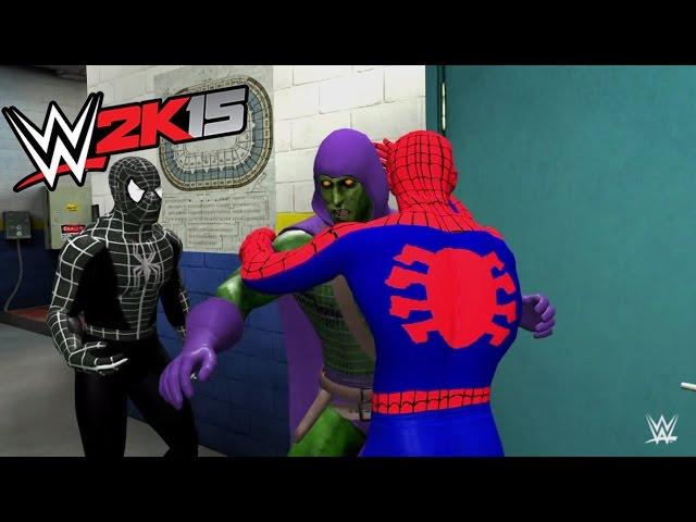 Spiderman vs Venom vs Carnage vs Green Goblin - Spider-Man And His Enemies - WWE 2K15