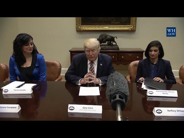 President Trump drops by the Women in Healthcare panel hosted by Seema Verma