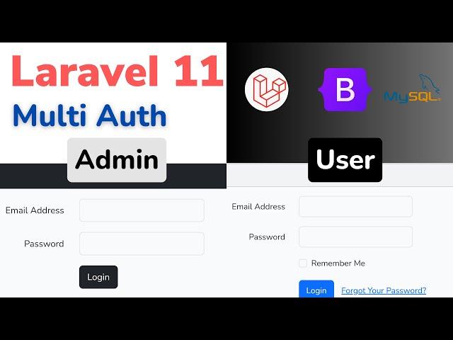 Laravel 11 Multi-Auth Tutorial: Admin and User Login System | Bootstrap and MySql [HINDI]