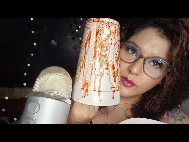 ASMR Lamiendo vaso con chamoy y tajin