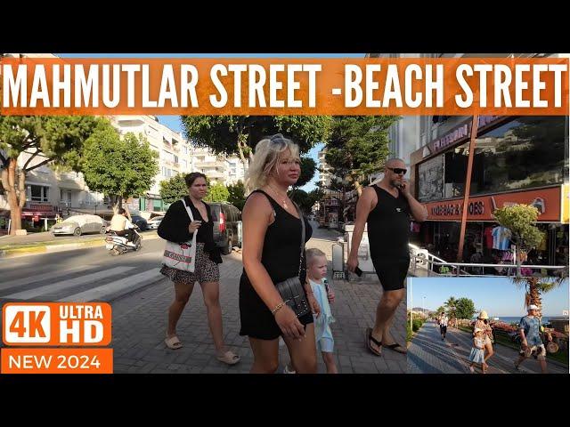 Alanya Mahmutlar Street Tour ! Mahmutlar City Center ! Mahmutlar Beach Street ! Mahmutlar 4K 60 FPS