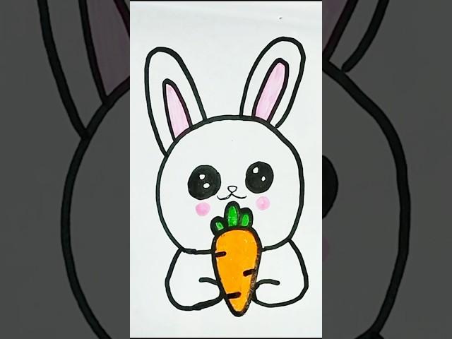 Rabbit eating carrot drawing #rabbitdrawing #bunnyart #cutedraws