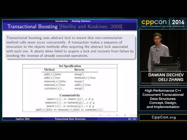 CppCon 2016: D. Dechev & D. Zhang  “High Performance C++ Concurrent Transactional Data Structures"