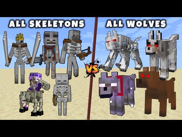 All Skeletons vs All Wolves in Minecraft - Minecraft Mob Battle